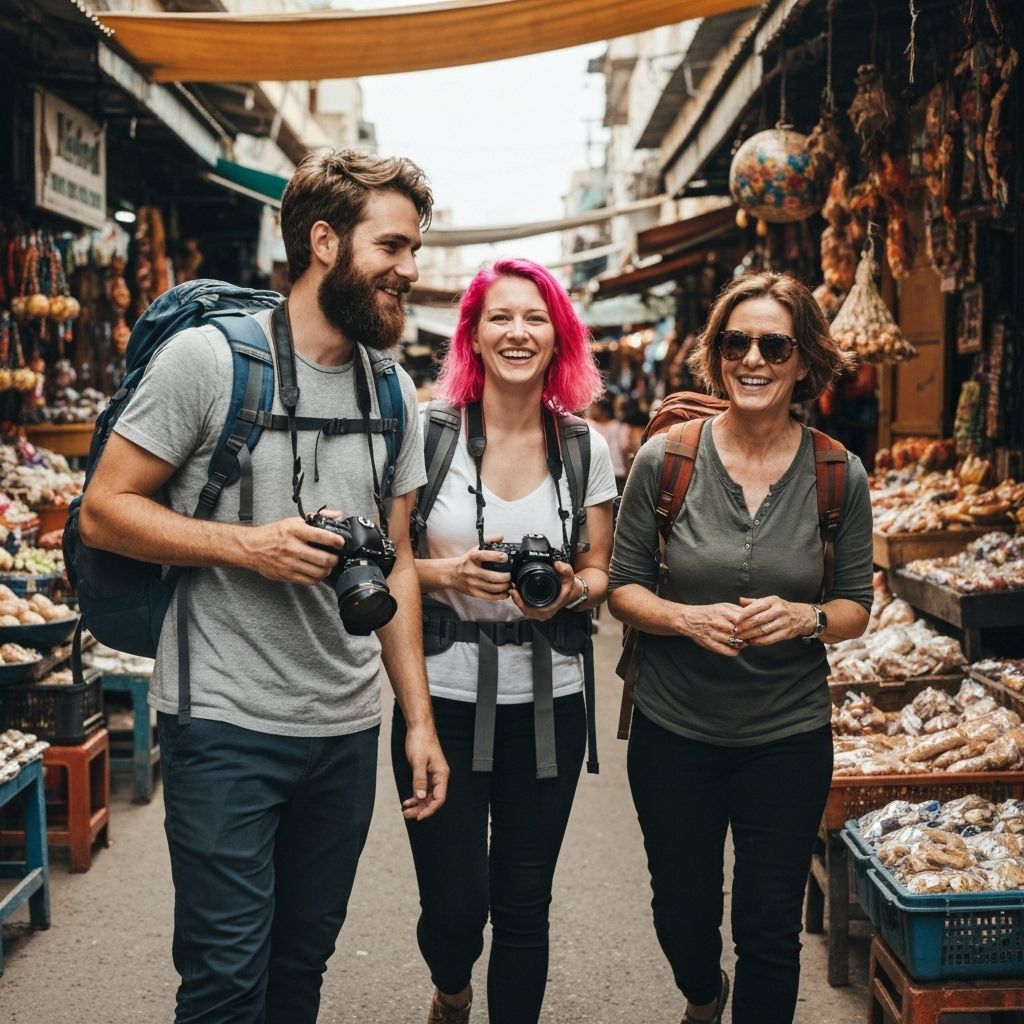Travelers exploring beautiful destinations
